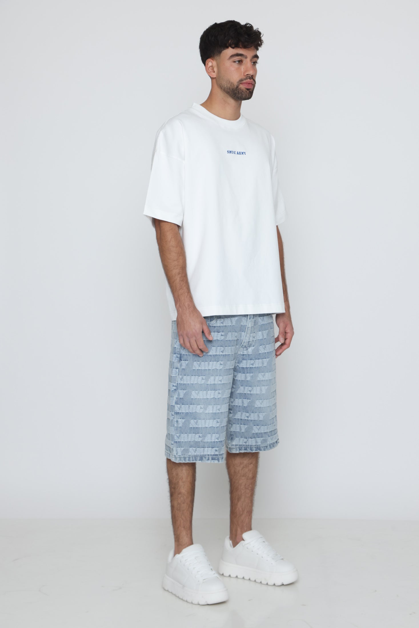 Smug Army Logo Denim Shorts